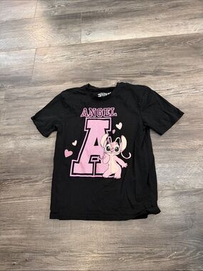 Disney Stitch‎ Kids Angel Graphic Tee with Pink Letter A